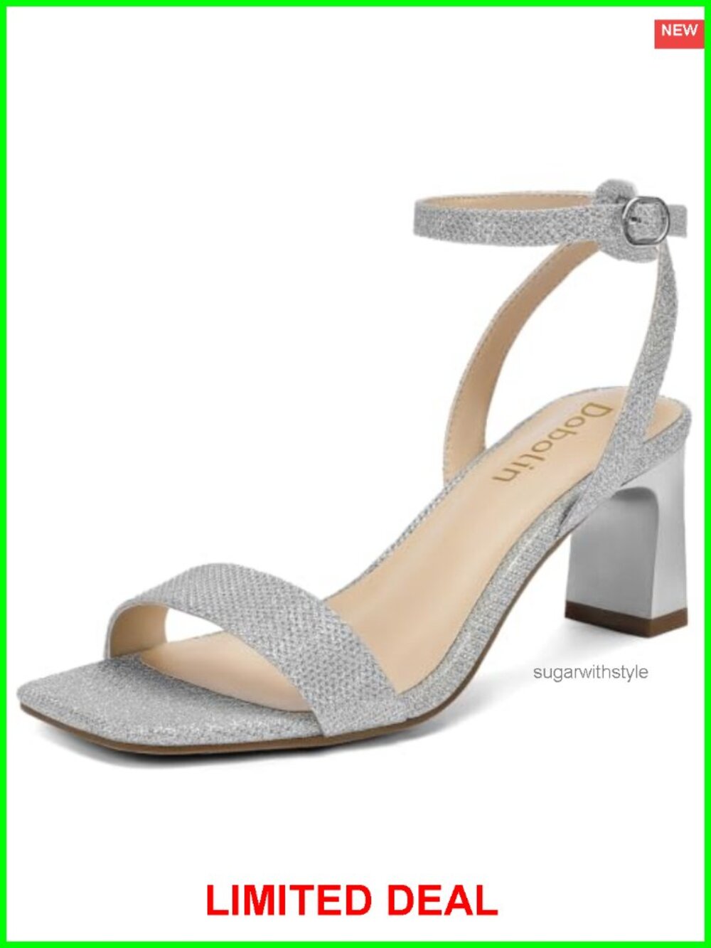 Women's 2.64-Inch Block Heel Sandals Square Open Toe Ankle Strap Faux Leather